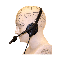 Customer experience icon of head with headphones